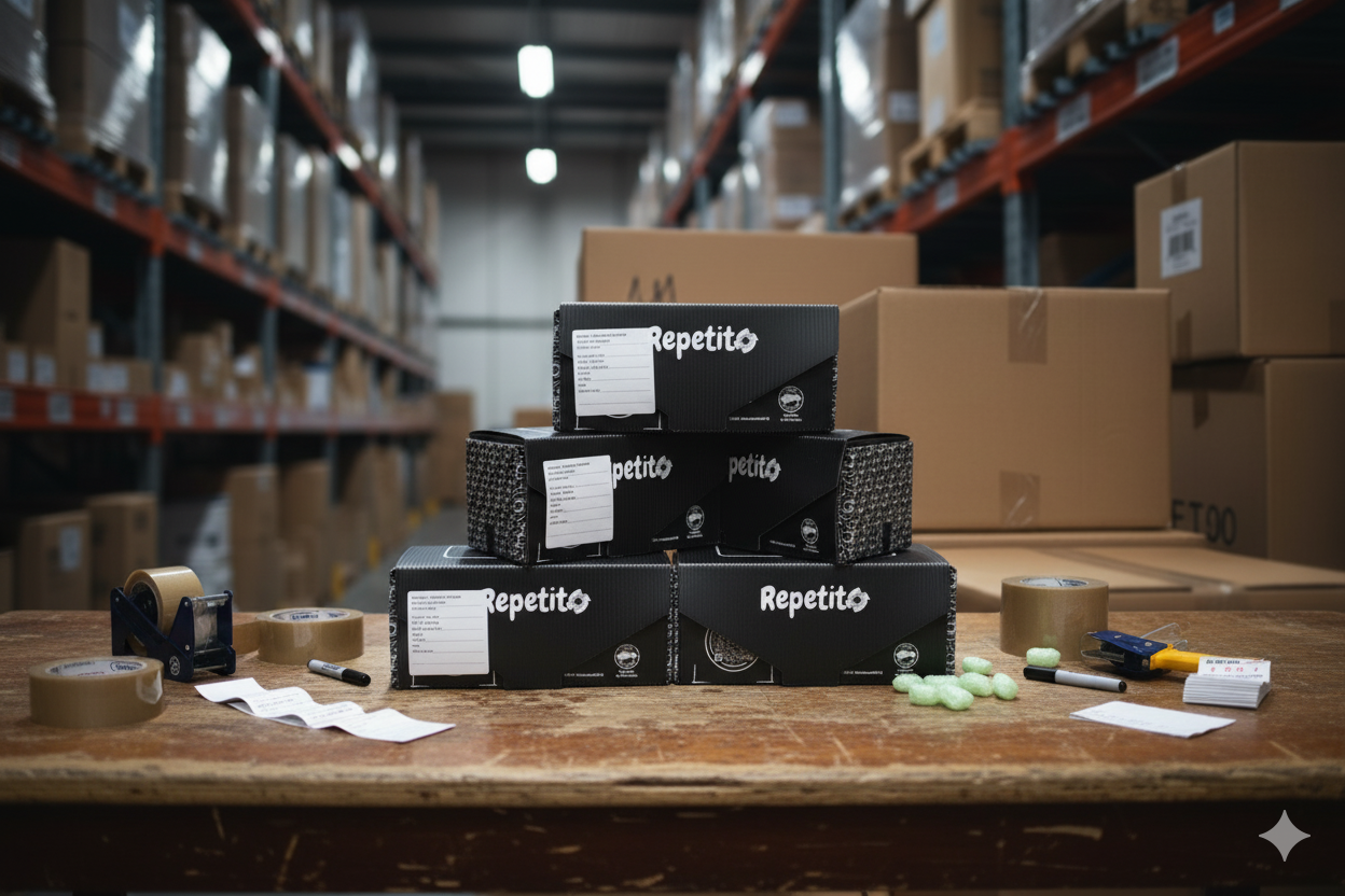 Repetito packaging in a warehouse